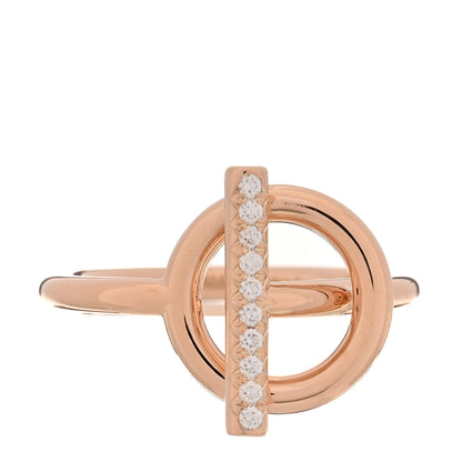 Hermes 18K Rose Gold Diamond PM Echappee Ring 51 5.75 1 of 5