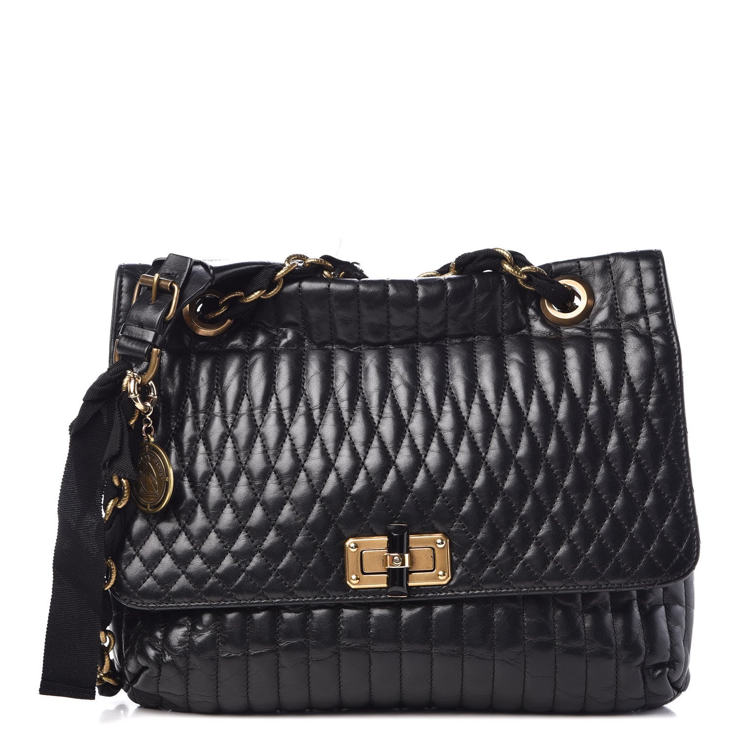 Lanvin Lambskin Quilted Medium Happy Shoulder Bag Black 1 of 9
