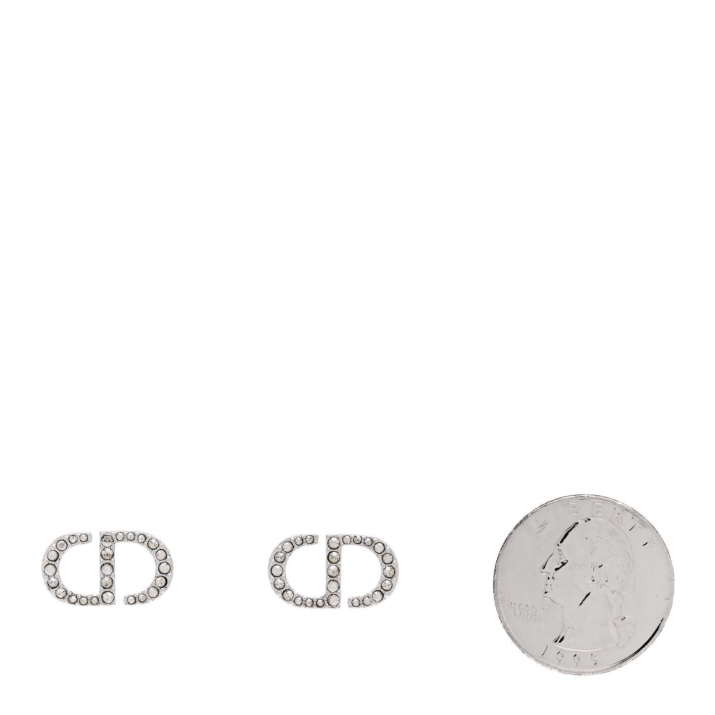 Crystal Petit CD Stud Earrings Silver