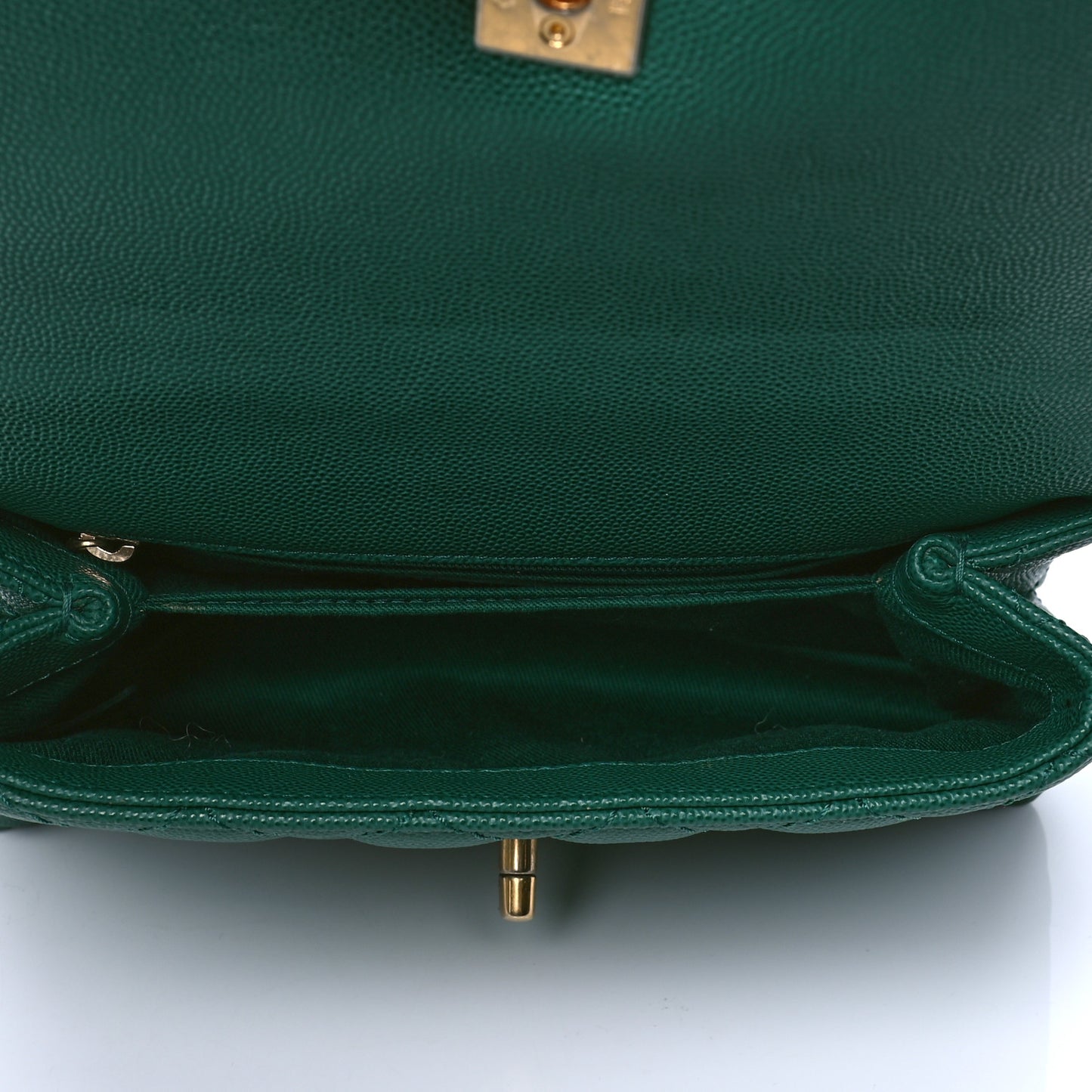 Caviar Quilted Mini Coco Handle Flap Green