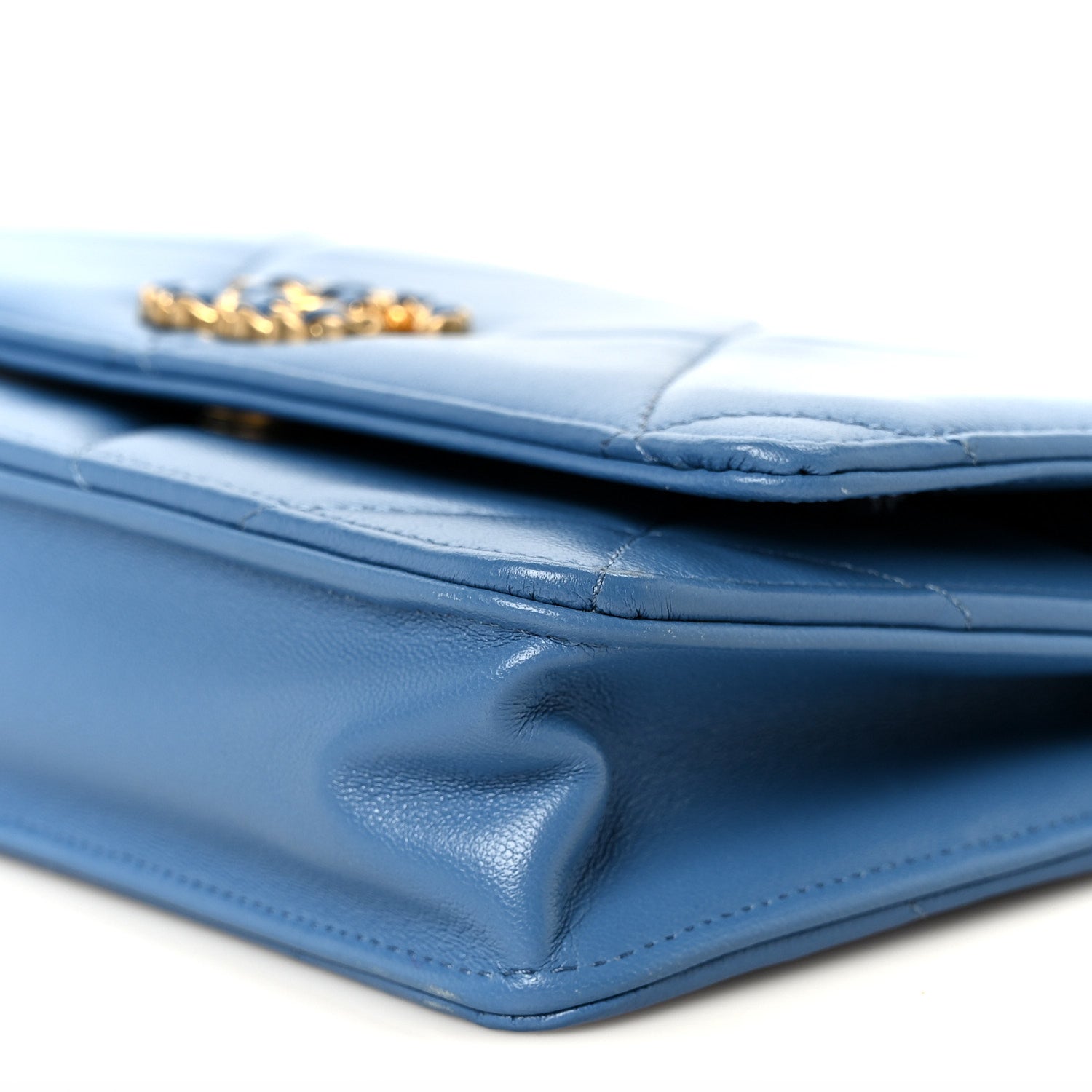 Chanel Lambskin Quilted Chanel 19 Wallet On Chain WOC Blue 11 of 12