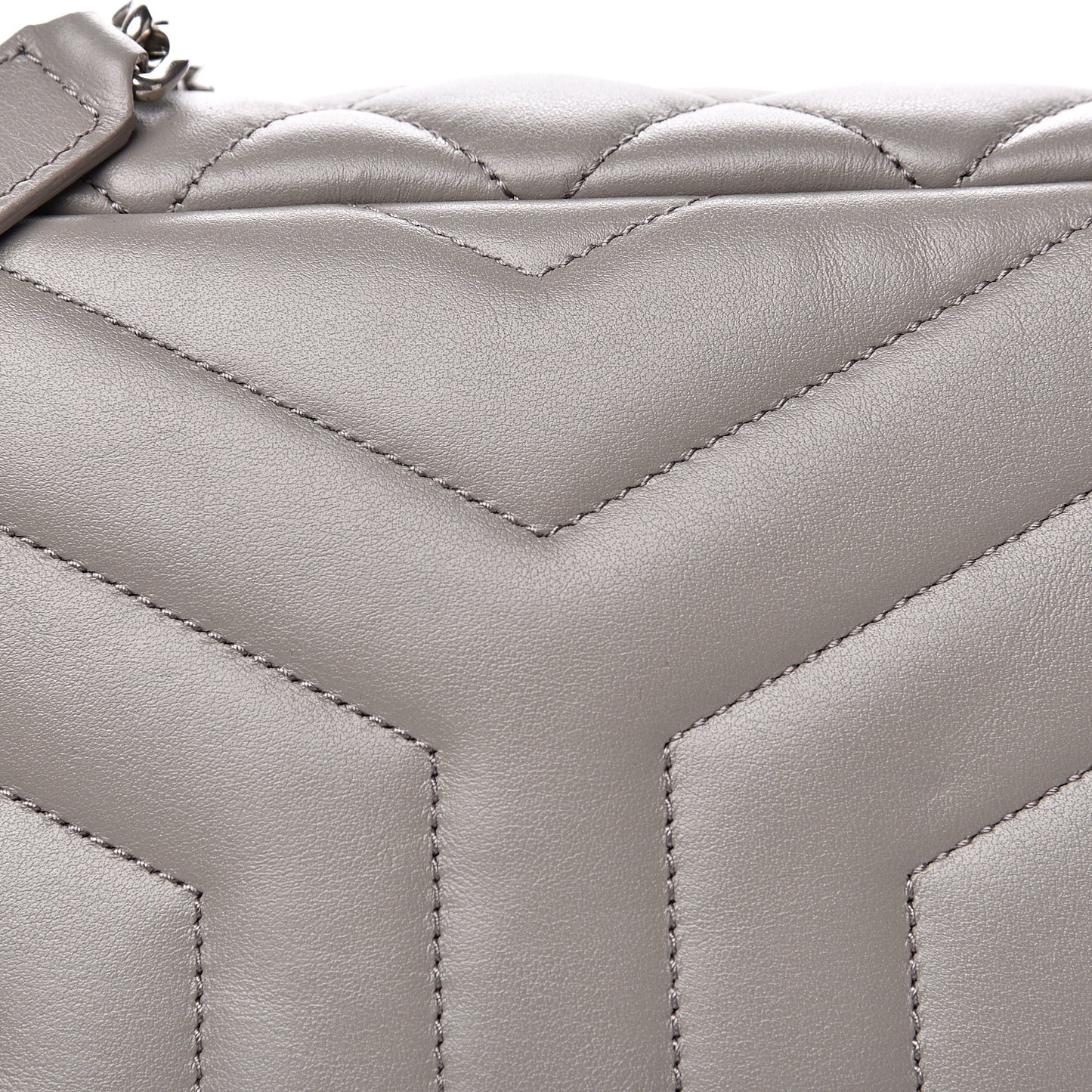 Calfskin Y Quilted Monogram Small Loulou Bowling Bag Light Gray