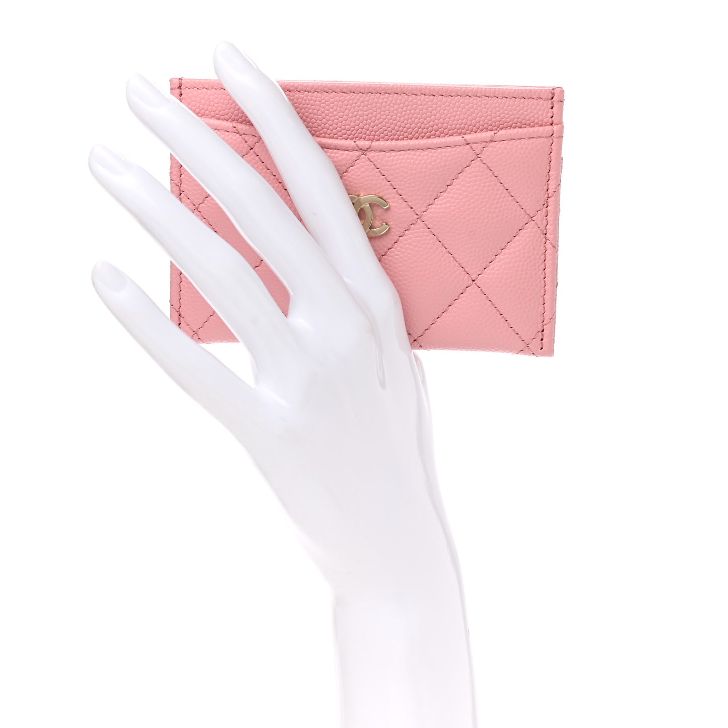 Caviar Quilted Card Holder Pink