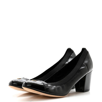 Chanel Lambskin Patent CC Elastic Cap Toe Ballerina Pumps 39.5 Black 3 of 10