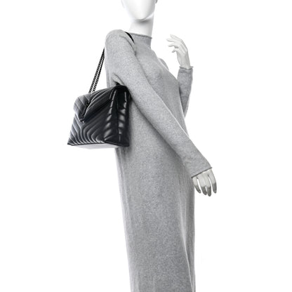 Saint Laurent Calfskin Y Quilted Monogram Monochrome Medium Loulou Chain Satchel Black 2 of 10