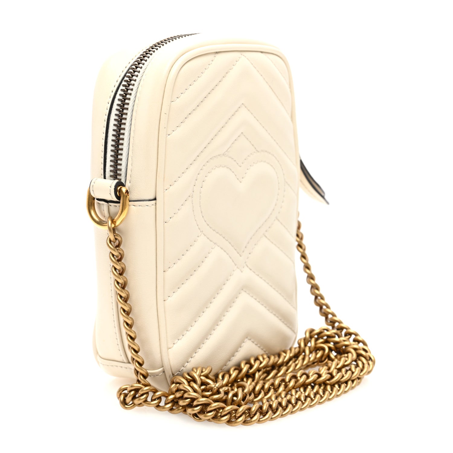 Gucci Calfskin Matelasse Mini GG Marmont Crossbody Bag White 3 of 9