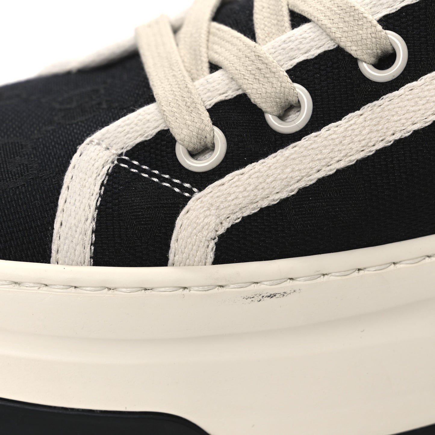 New Canvas GG Monogram Womens Tennis 1977 High Top 55mm Platform Sneakers 39.5 Black Mystic White