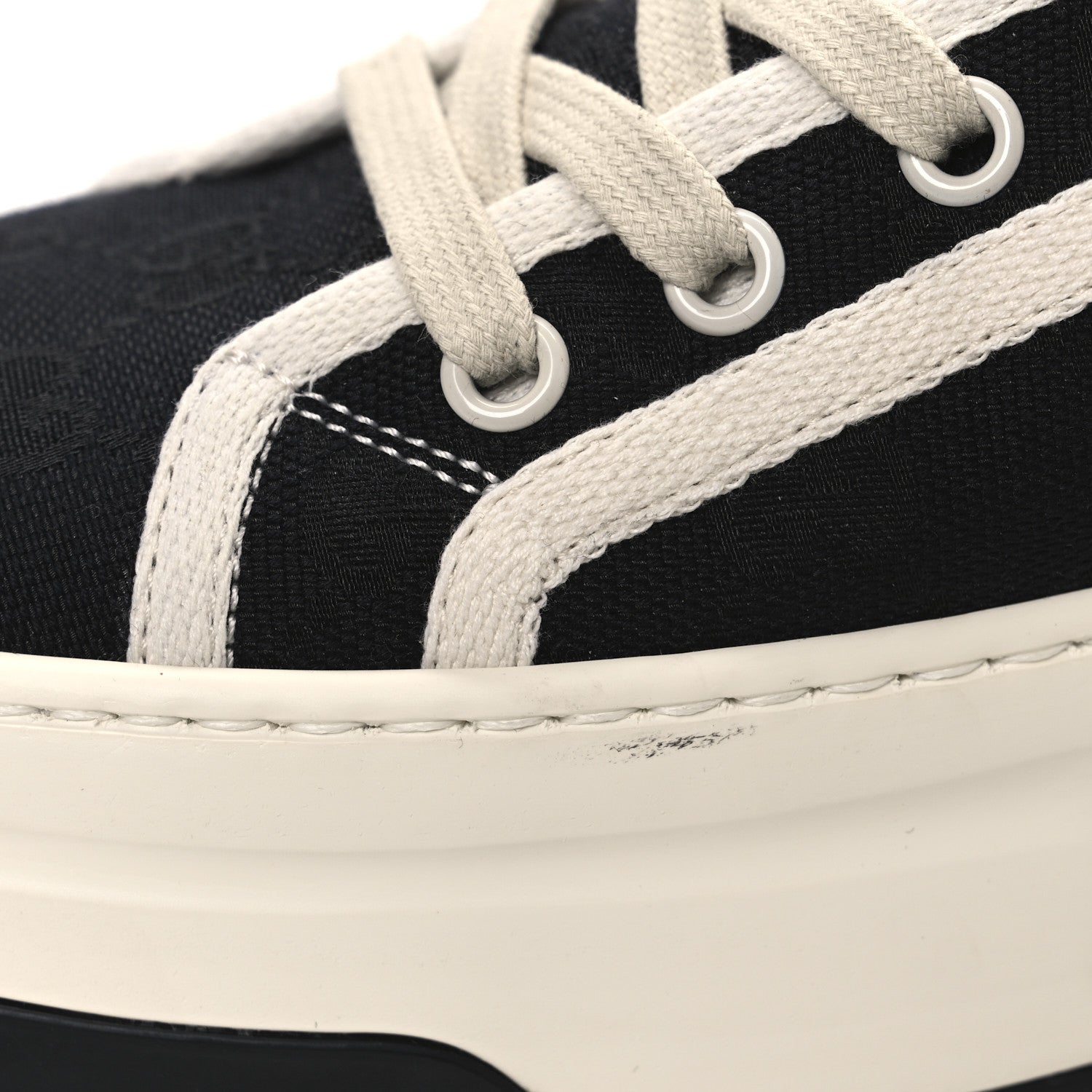 Gucci New Canvas GG Monogram Womens Tennis 1977 High Top 55mm Platform Sneakers 39.5 Black Mystic White 12 of 13