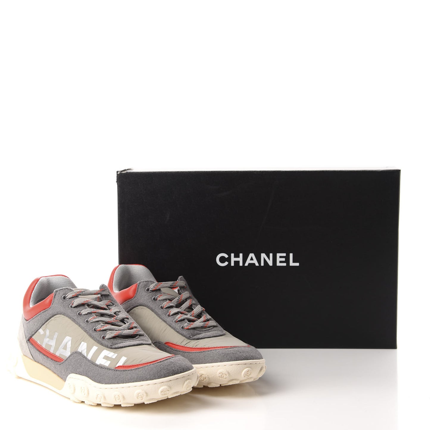 Wool Nylon Lambskin Suede Calfskin Womens Logo Sneakers 38.5 Grey Orange