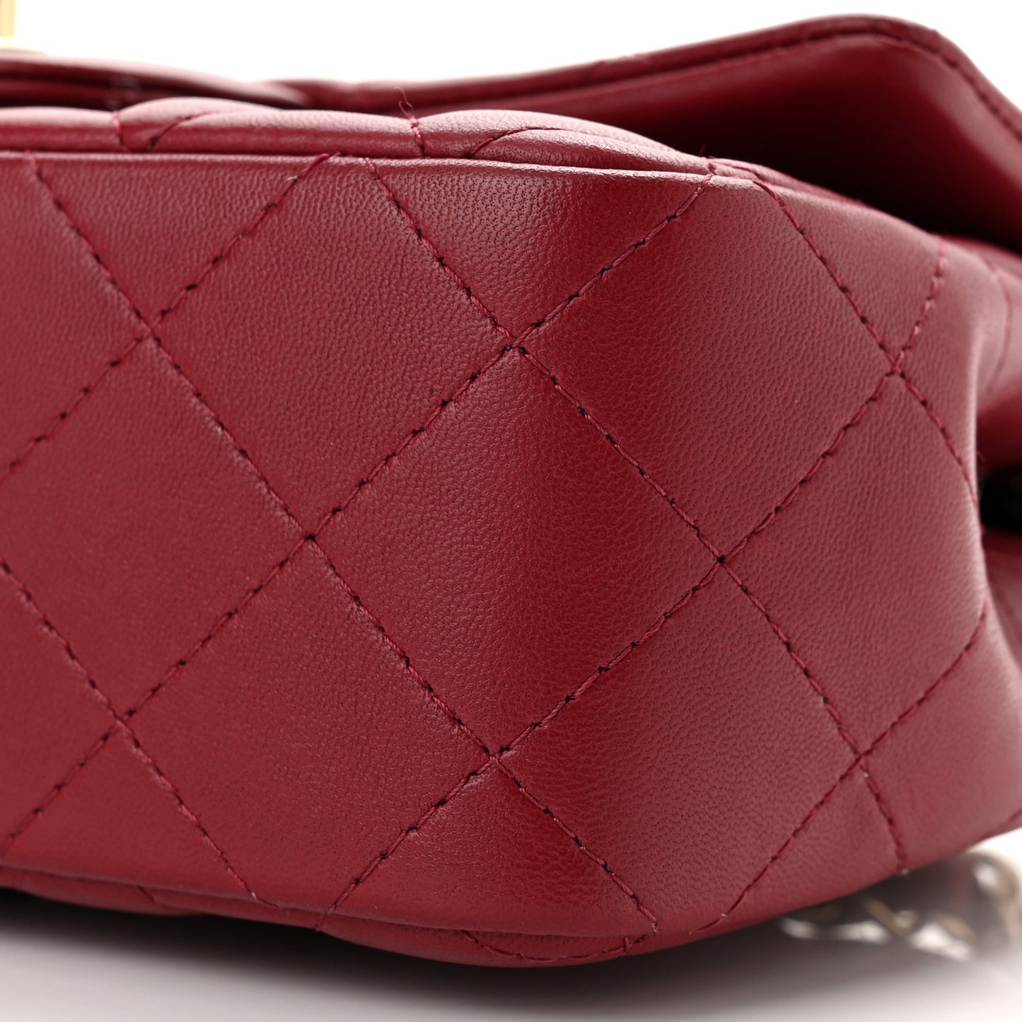 Lambskin Quilted Mini Rectangular Flap Burgundy
