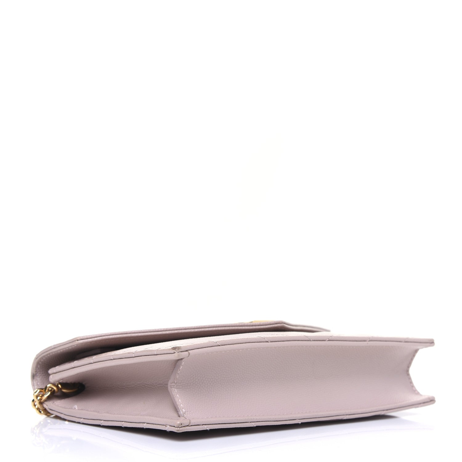 Saint Laurent Grain De Poudre Matelasse Chevron Monogram Envelope Chain Wallet Pale Pink 4 of 17