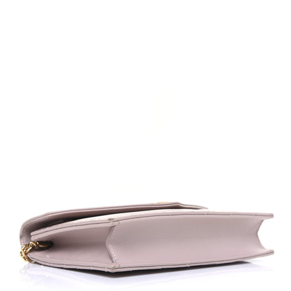 Saint Laurent Grain De Poudre Matelasse Chevron Monogram Envelope Chain Wallet Pale Pink 4 of 17