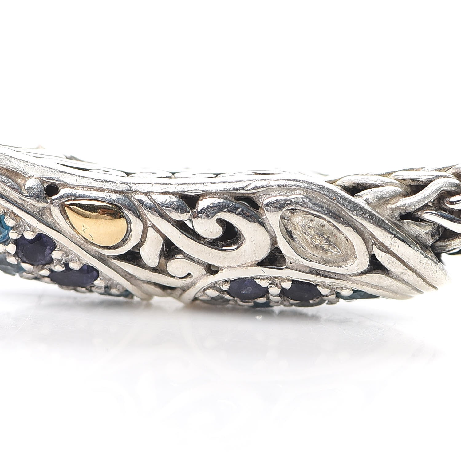 John Hardy Sterling Silver Blue Topaz Amethyst Quartz Classic Chain Bracelet 6 of 6
