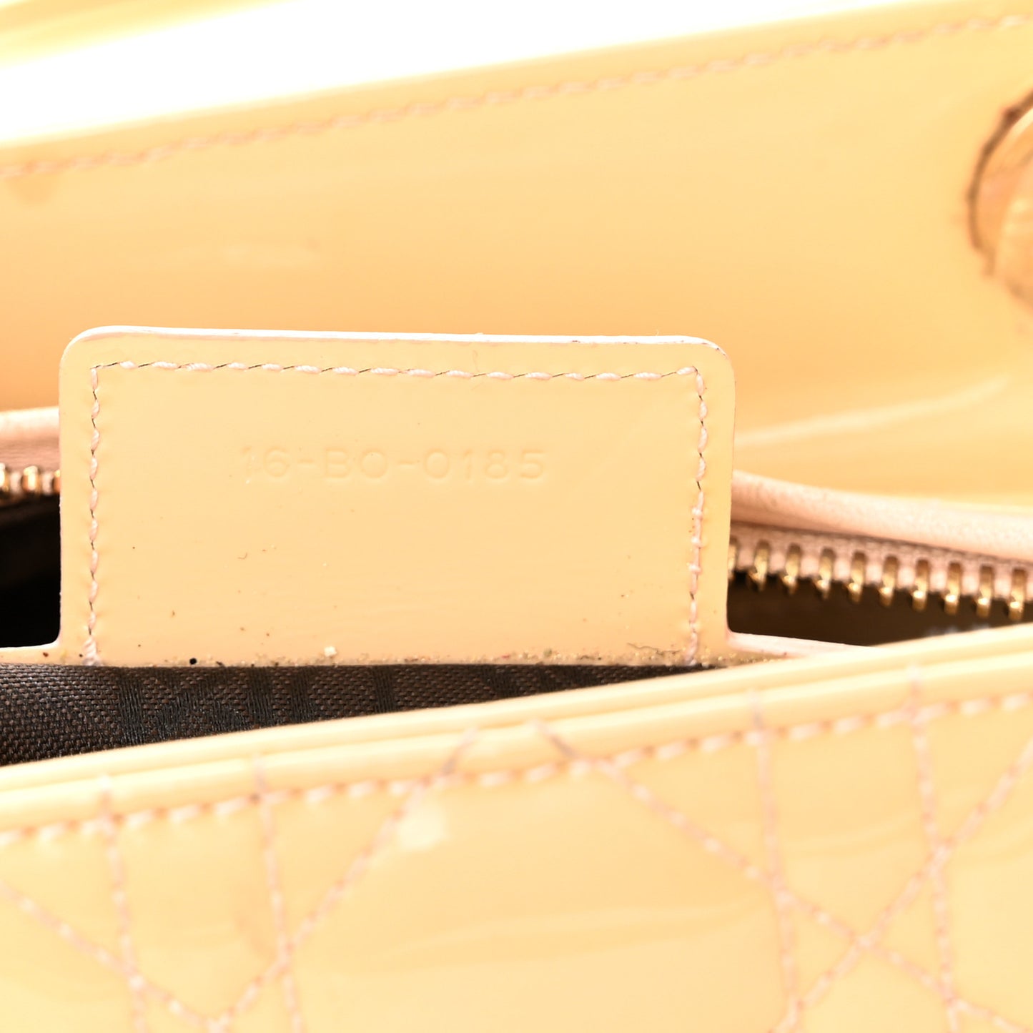 Patent Cannage Medium Lady Dior Beige