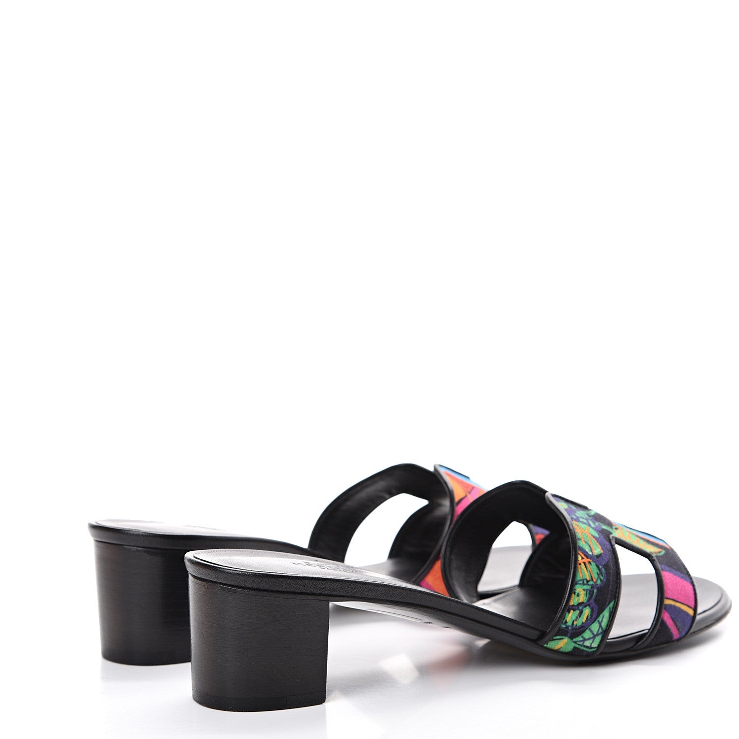 Hermes Cotton Canvas Tropical Modernisme Oasis Sandals 40 Black 4 of 11