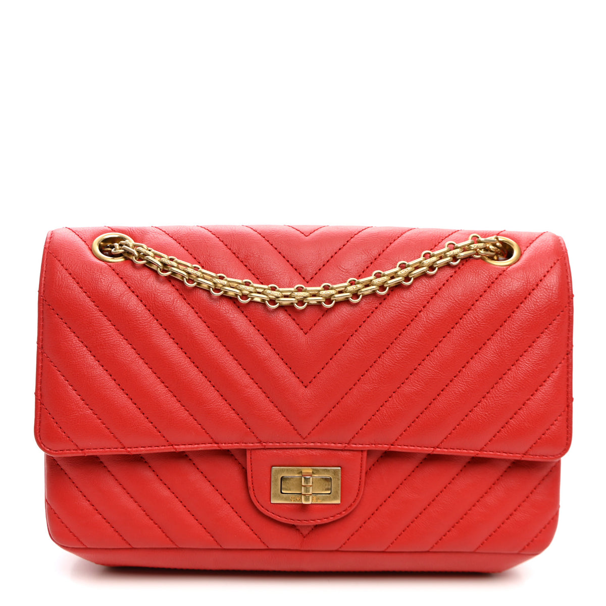 Chanel Sheepskin Chevron Quilted 2.55 Reissue 225 Flap Red 1 of 11
