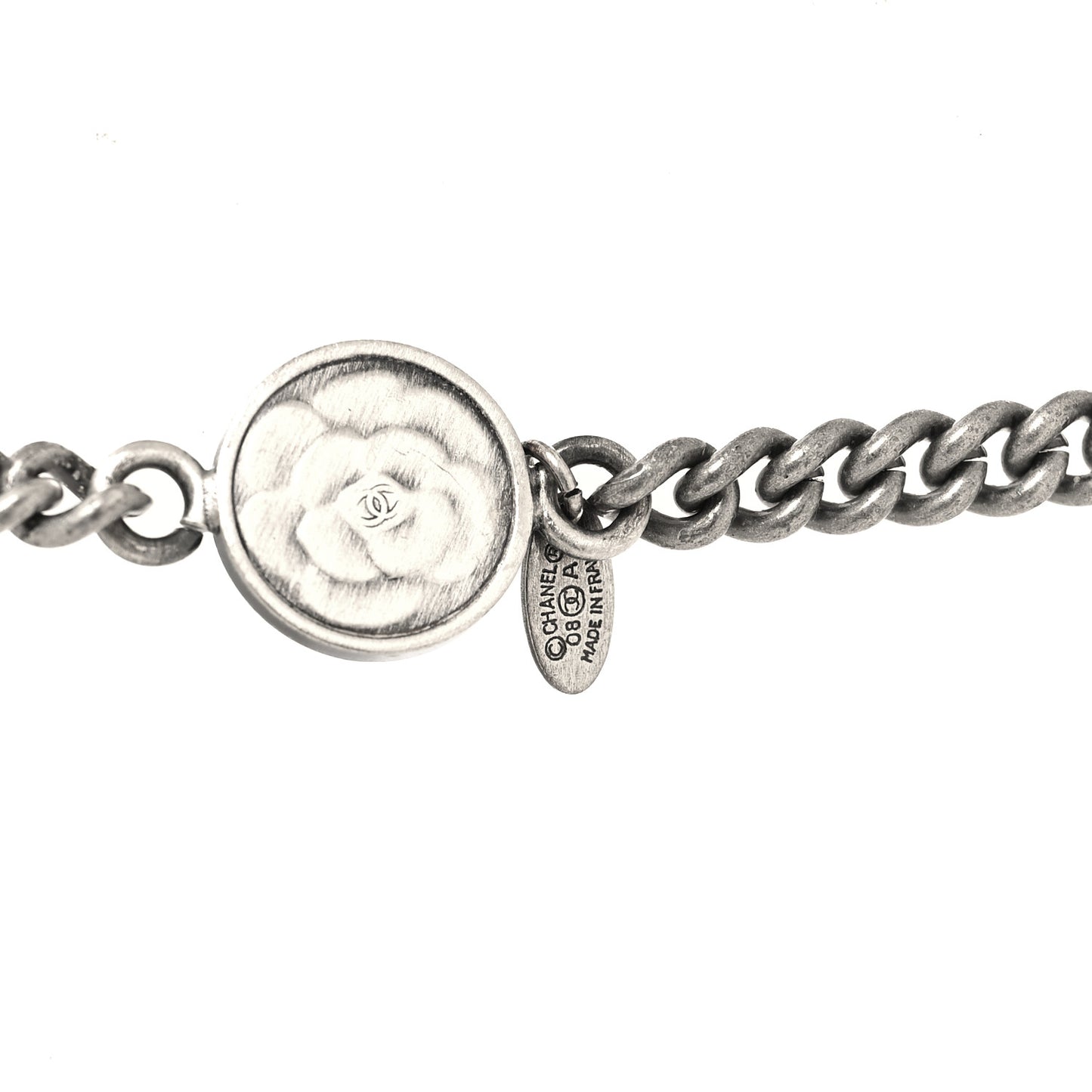 Metal Coin Long Necklace Silver