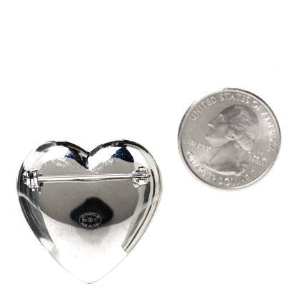 Chanel Crystal CC Heart Brooch Silver Gold 2 of 3