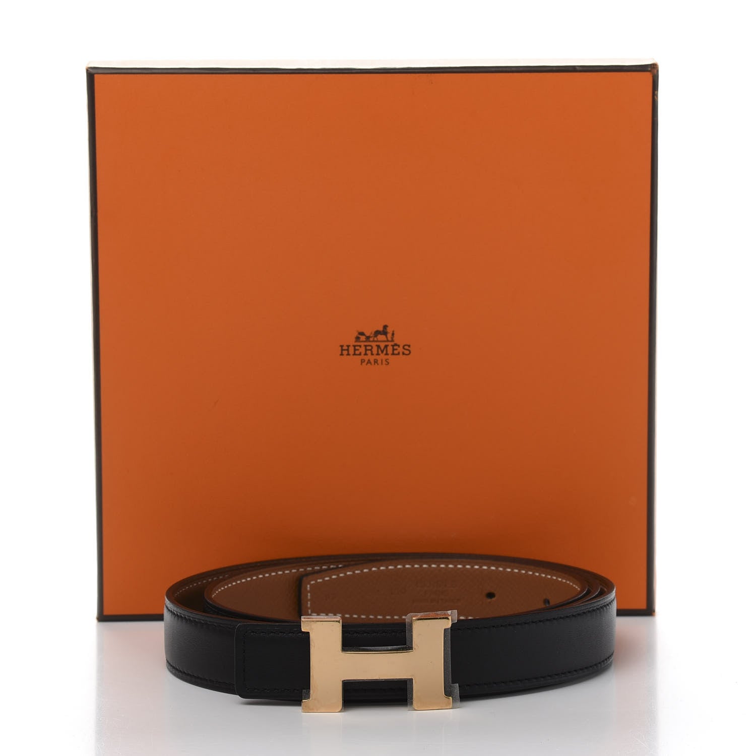 Hermes Swift Epsom 24mm Constance H Belt 95 Black Gold 7 of 7