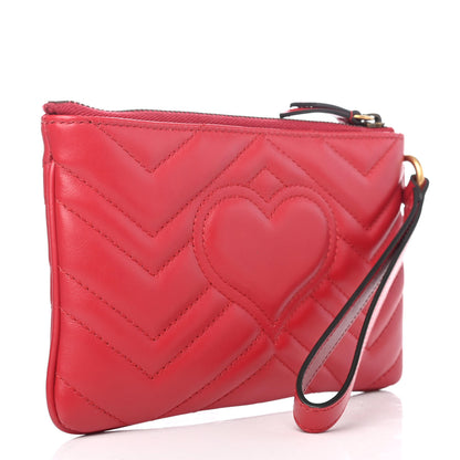 Gucci Calfskin Matelasse GG Marmont Wrist Wallet Hibiscus Red 2 of 4