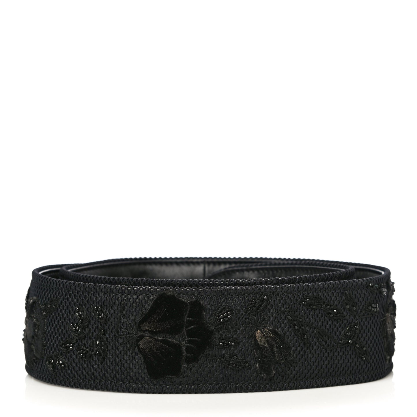 Lambskin Canvas Embroidered Shoulder Strap Black