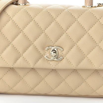 Chanel Caviar Lizard Quilted Mini Coco Handle Flap Beige 10 of 11