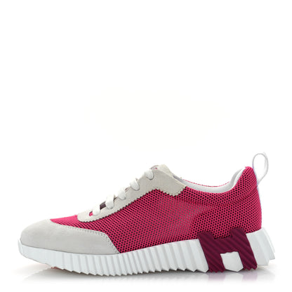 Hermes Air Mesh Suede Goatskin Bouncing Sneakers 38 Rose Multicolor 1 of 12