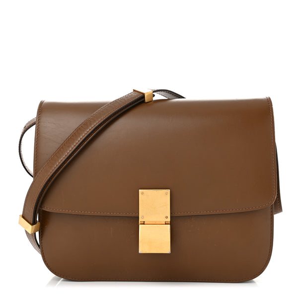 Celine Smooth Calfskin Medium Classic Box Flap Bag Light Camel