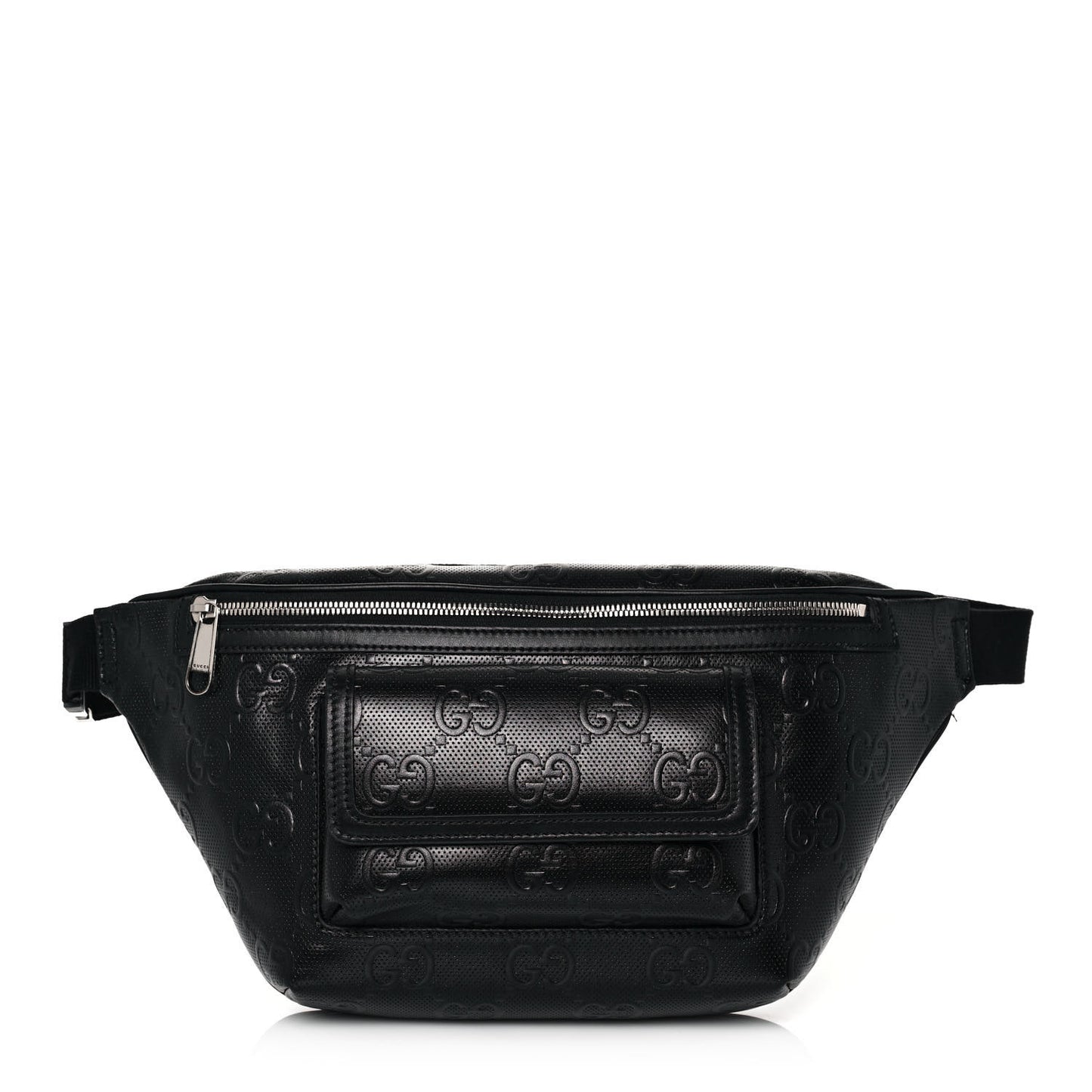 Calfskin GG Tennis Embossed Pocket Belt Bag Black