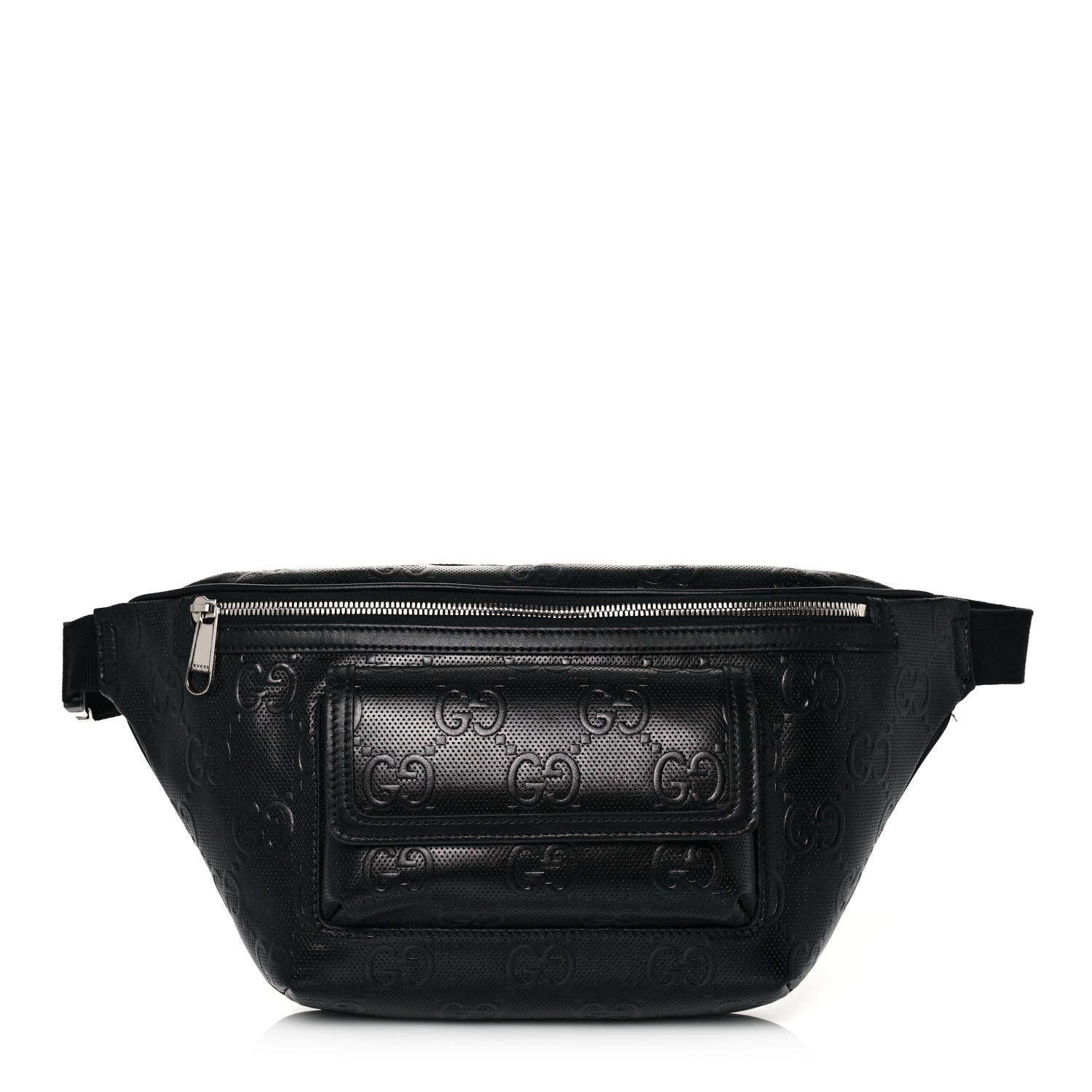 Gucci Calfskin GG Tennis Embossed Pocket Belt Bag Black 1 of 13