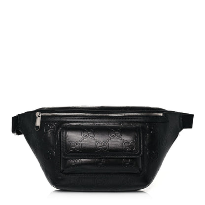 Gucci Calfskin GG Tennis Embossed Pocket Belt Bag Black 1 of 13
