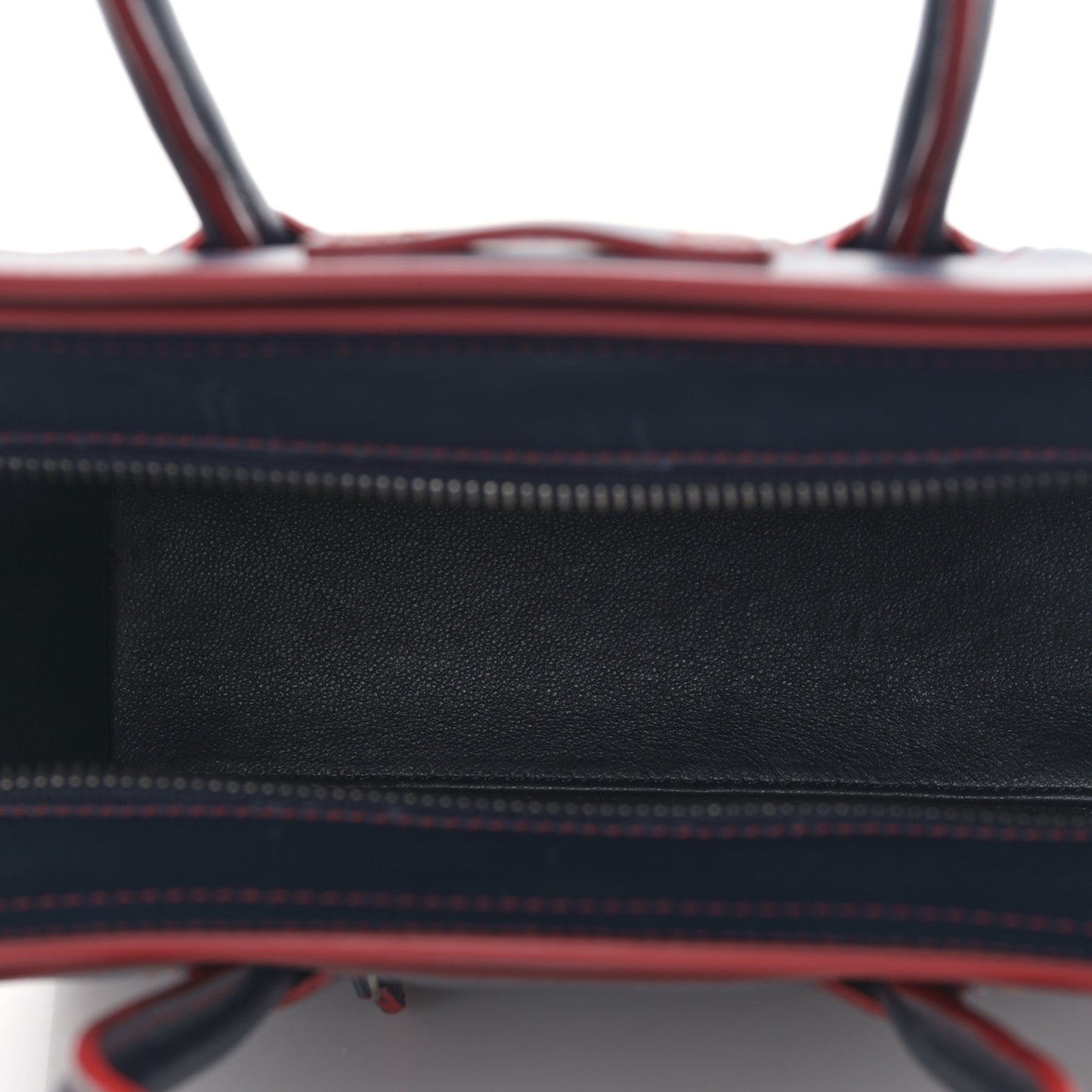 Smooth Calfskin Nano Luggage Navy Blue Red
