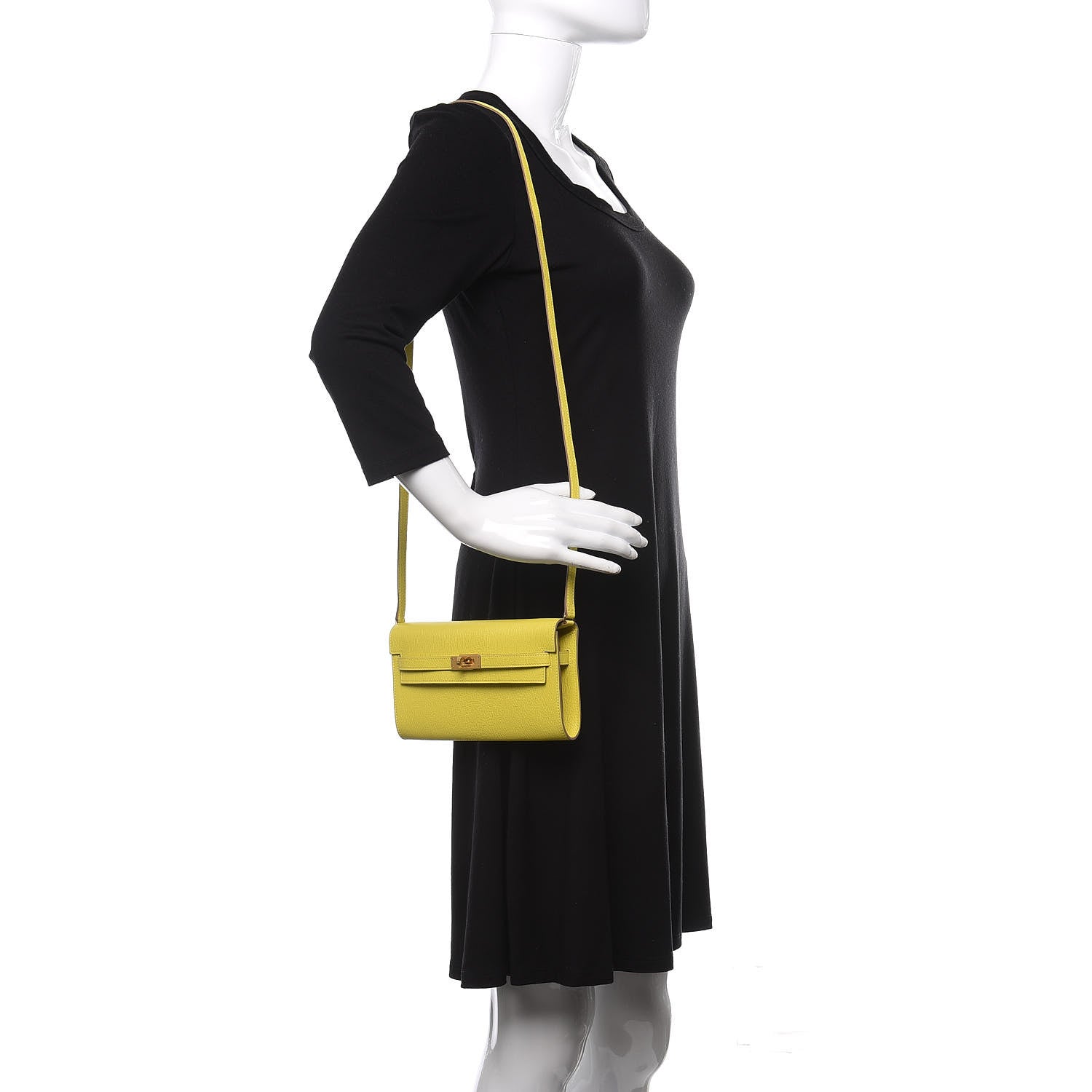 Hermes Chevre Mysore Kelly Wallet To Go Lime 2 of 10