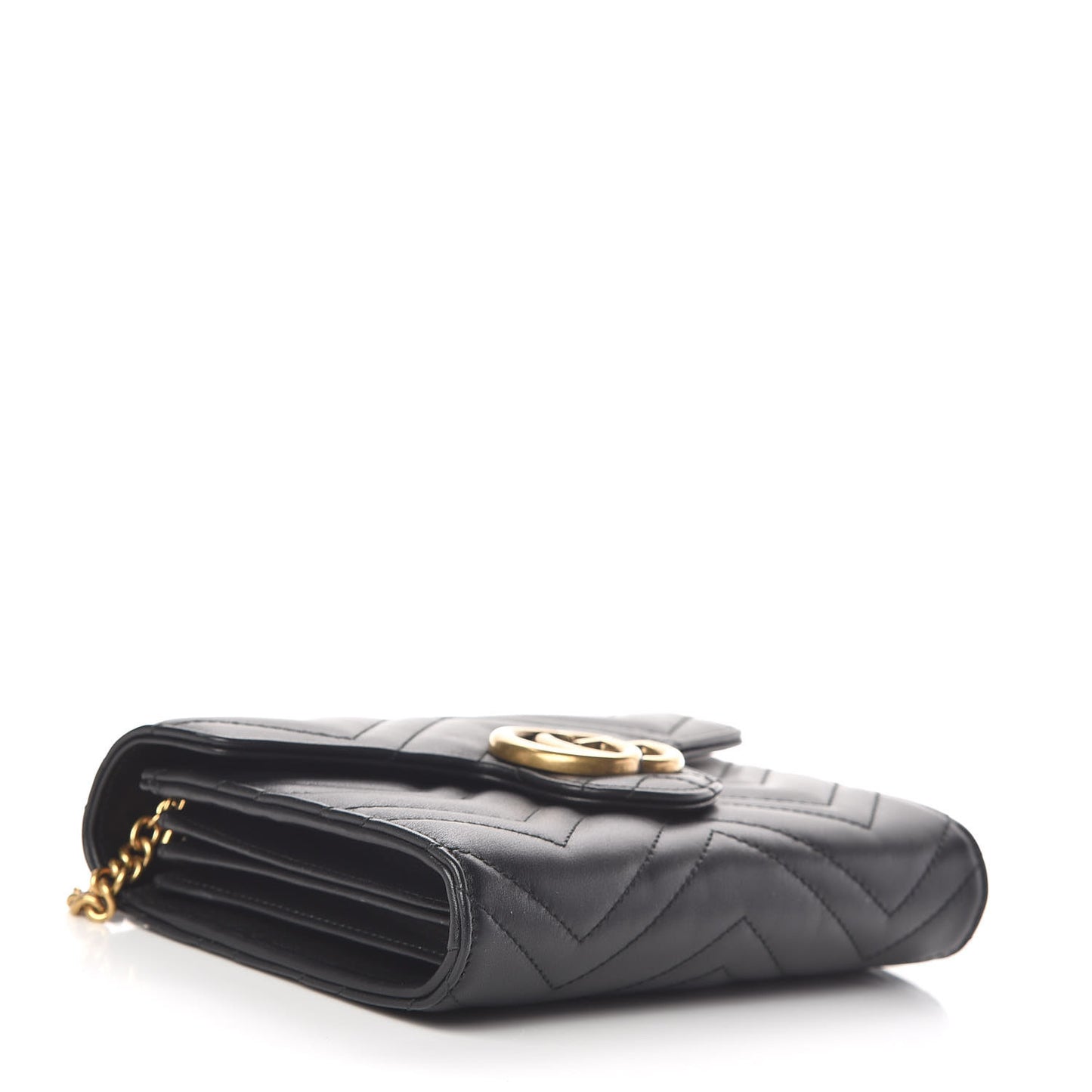 Calfskin Matelasse GG Marmont Chain Wallet Black