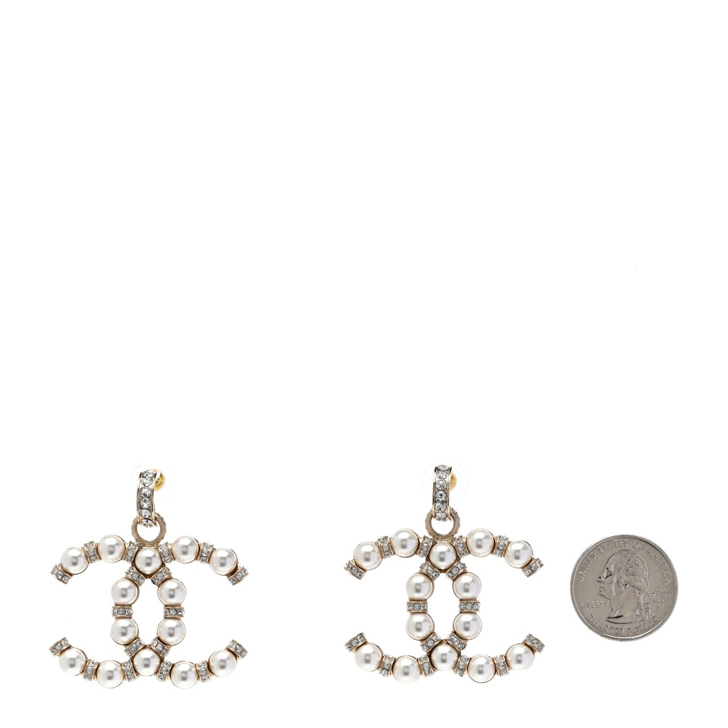 Pearl Crystal Nefertiti CC Drop Earrings Gold