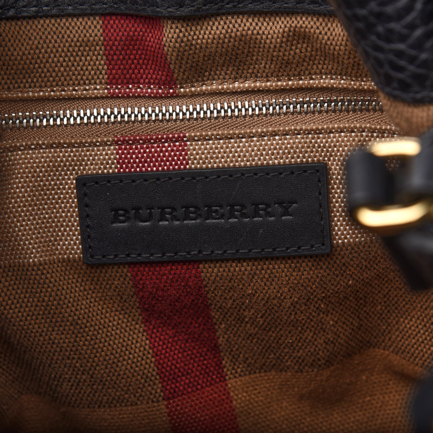 Burberry Grainy Calfskin House Check Small Maidstone Black 6 of 14