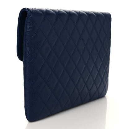 Chanel Caviar Quilted Medium Golden Class Pouch Navy 3 of 7