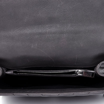 Saint Laurent Grained Calfskin Matelasse Chevron Monogram Medium College Bag Grey 4 of 4