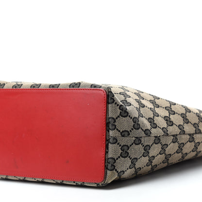 Gucci Monogram Large Bucket Tote Navy Red 7 of 12