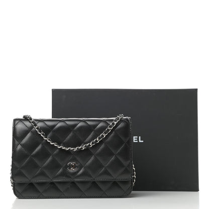 Chanel Lambskin Quilted Wallet On Chain WOC Black 12 of 12