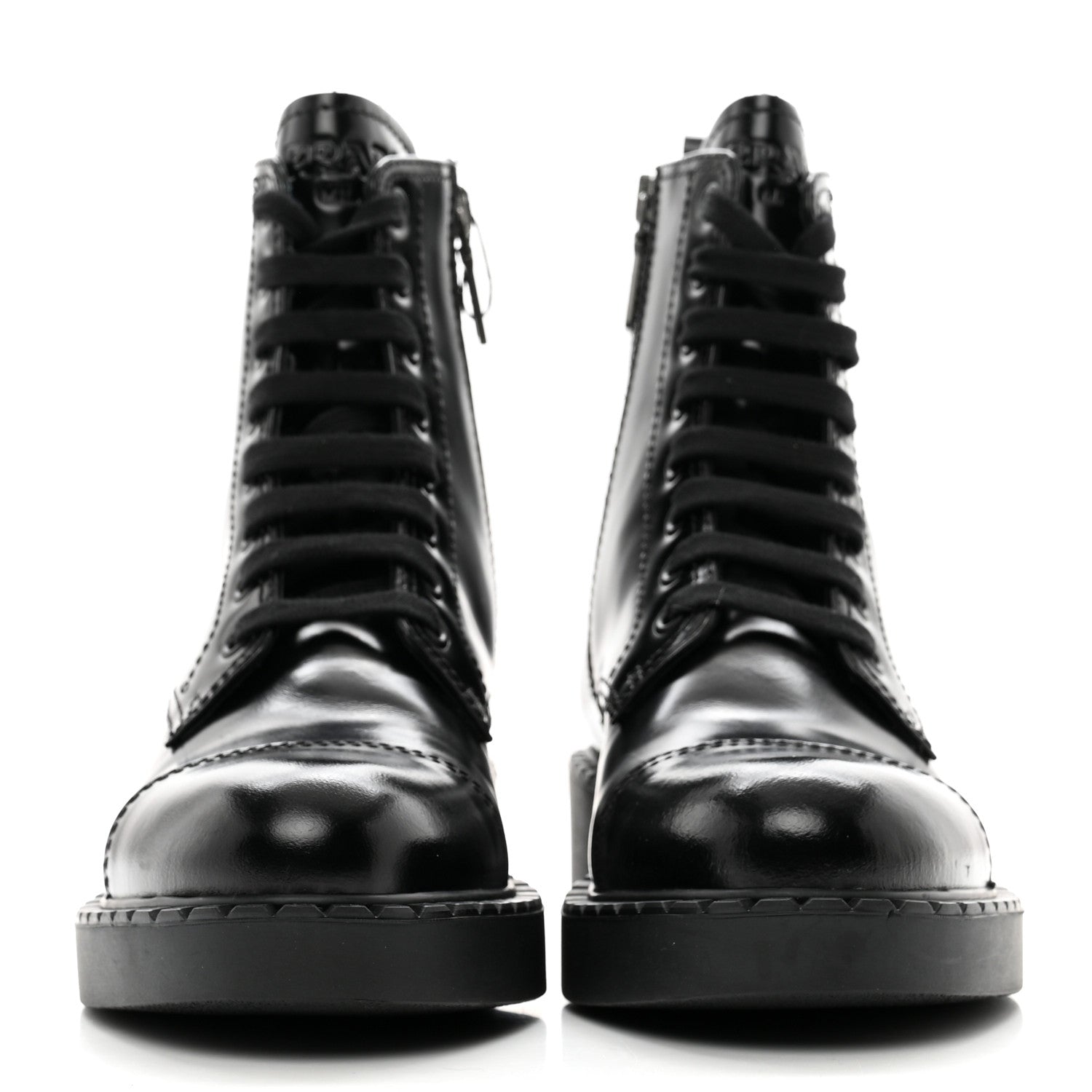 Prada Spazzolato Chocolate 50mm Combat Boots 36 Black 2 of 9