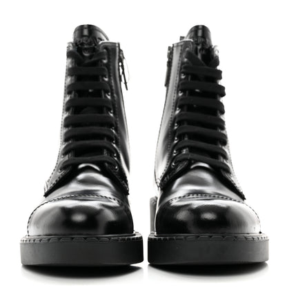 Prada Spazzolato Chocolate 50mm Combat Boots 36 Black 2 of 9