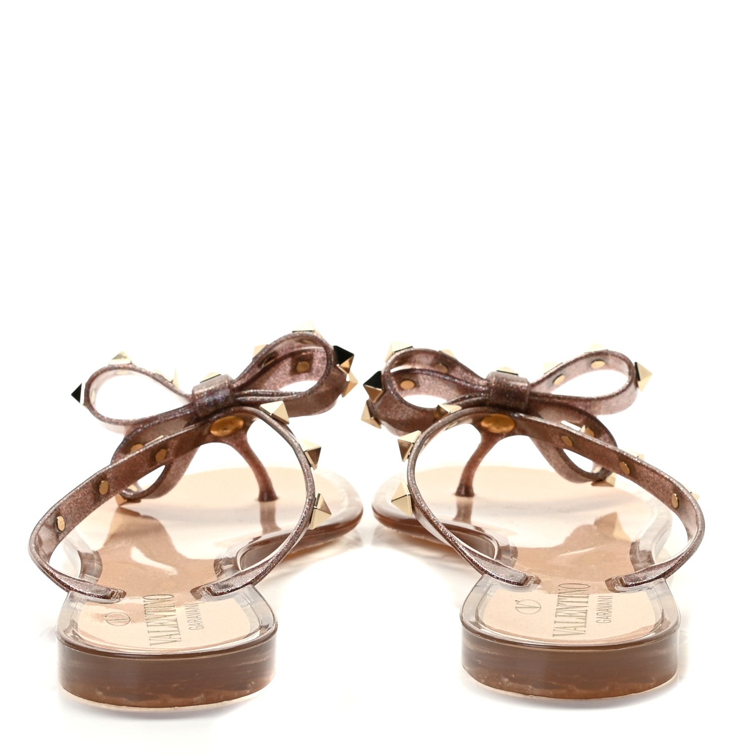 Valentino Garavani PVC Jelly Glitter Rockstud Bow Thong Sandals 37 Multicolor 4 of 9