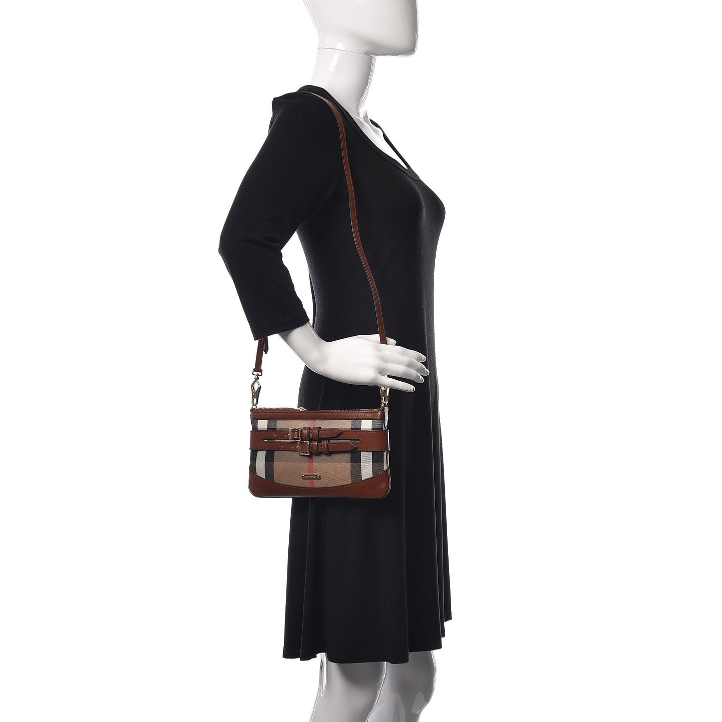 House Check Bridle Calfskin Peyton Crossbody Tan