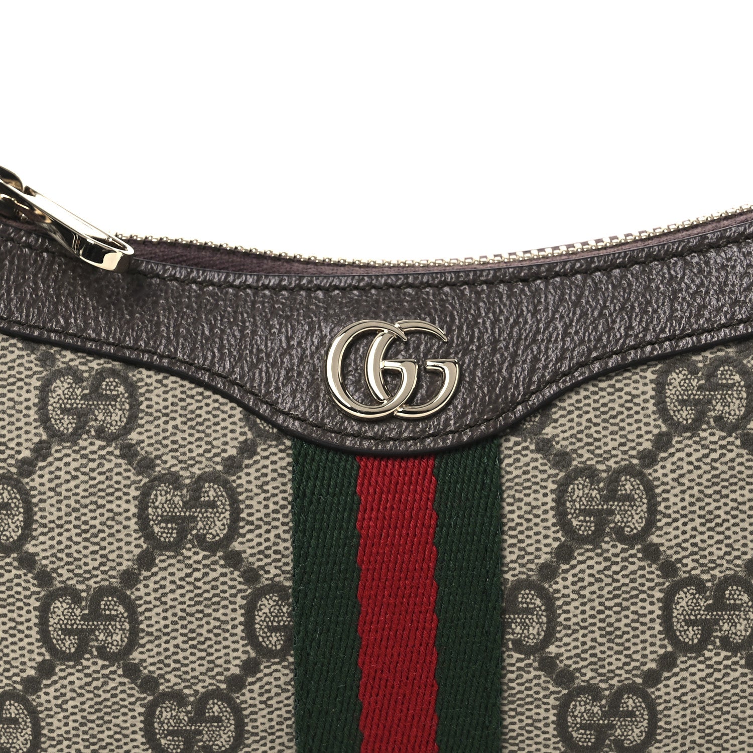 Gucci GG Supreme Monogram Textured Dollar Calfskin Web Mini Ophidia Shoulder Bag Beige Ebony New Acero 8 of 12