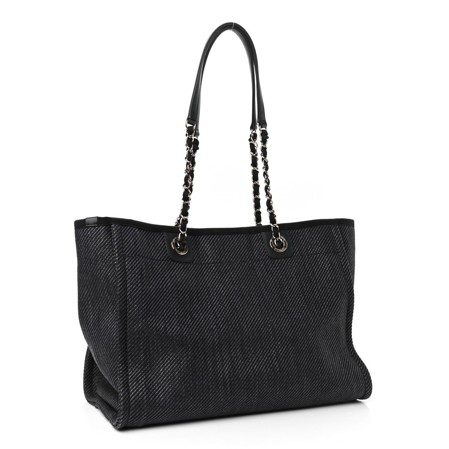 Chanel Mixed Fibers Calfskin Small Deauville Tote Black 3 of 9