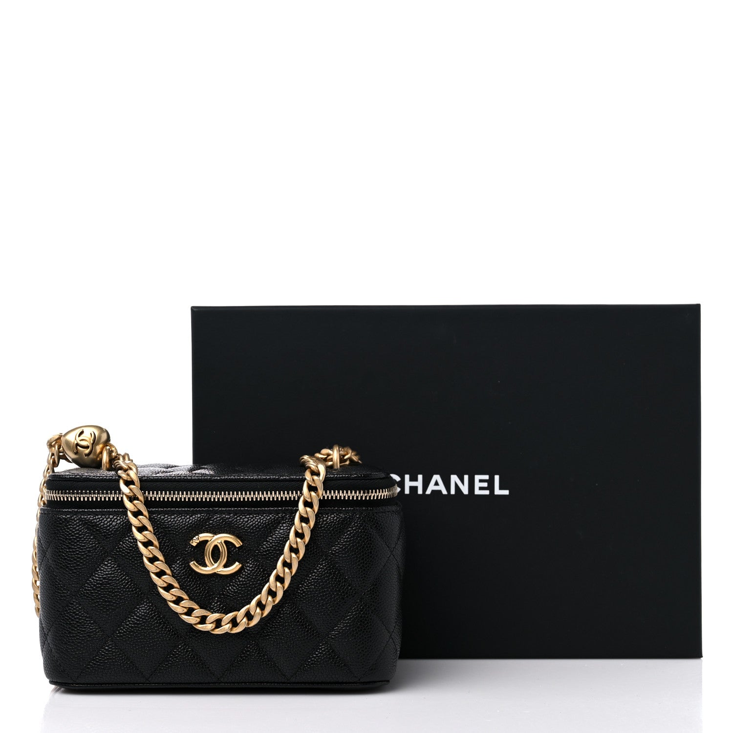 Chanel Caviar Quilted Sweetheart Vanity Case Black 10 of 10