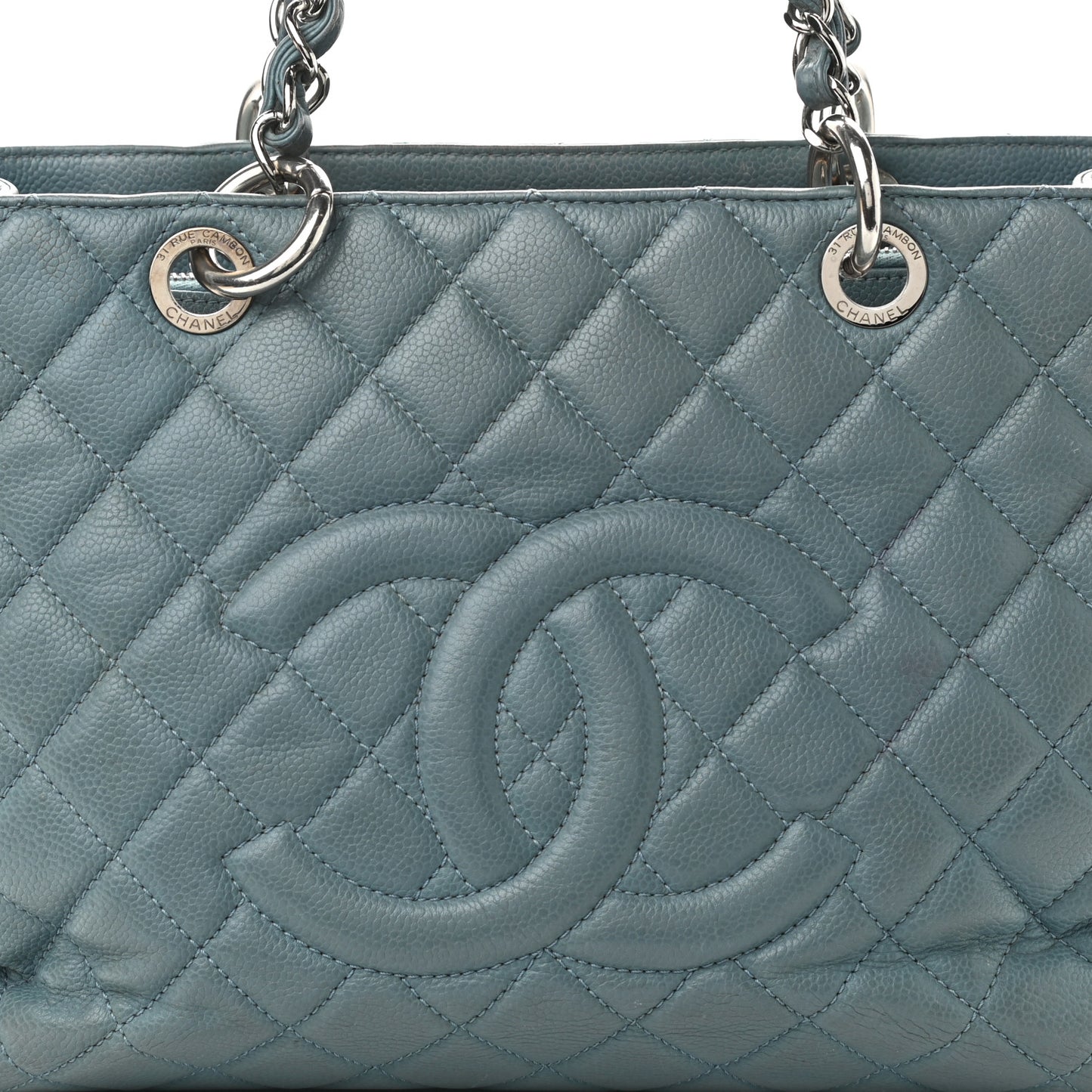 Caviar Quilted Grand Shopping Tote GST Blue