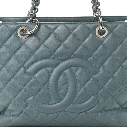 Chanel Caviar Quilted Grand Shopping Tote GST Blue 7 of 14