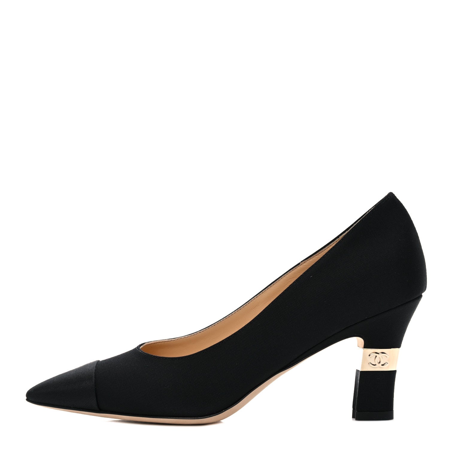 Chanel Grosgrain Cap Toe CC Pumps 36.5 Black 1 of 9